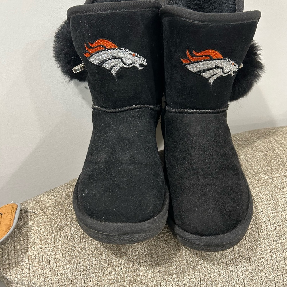 Denver Broncos Black and Orange Winter Boots with Logo